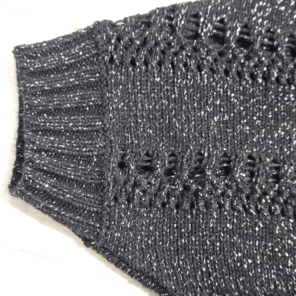 Express Open Knit Cropped VNeck Dolman Sleeves Sweater XS Boxy Y2K Batwing Boho - Picture 7 of 11
